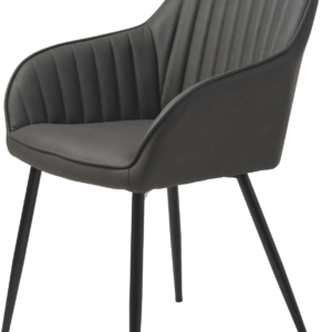 Spisebordsstol med armlæn Nordique Design Melfort mørkegrå PU-vintage sort metalramme H84ÃB58ÃL59 cm